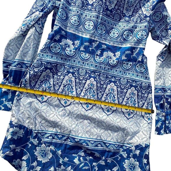 Anthropologie Women's Floral V-Neck Buttonfront Shirtdress Blue Size XS - Picture 8 of 10